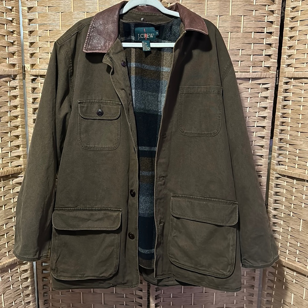 Men’s J Crew Jacket Coat Canvas Wool M EUC